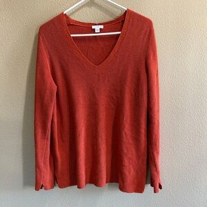 J. Jill Burnt Orange V-Neck Sweater